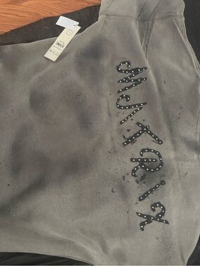 Studded Graphic Hoodie in Faded Gray